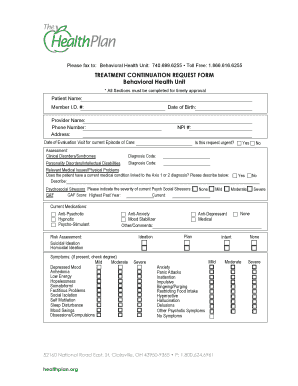 Treatment Continuation Request Form