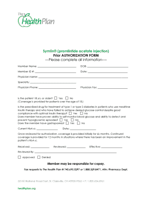 Symlin Prior Authorization Form