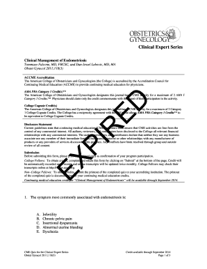 CME Quiz for Clinical Management of Endometriosis
