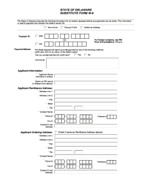 Delaware Substitute Form W-9