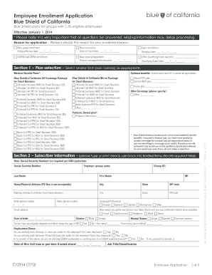 Blue Shield of California Employee Enrollment Application