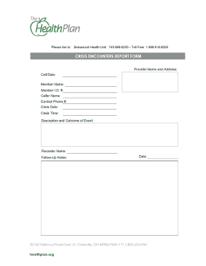 Crisis Encounters Report Form