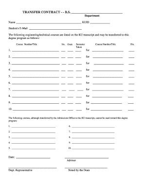 Transfer Contract for Engineering Courses