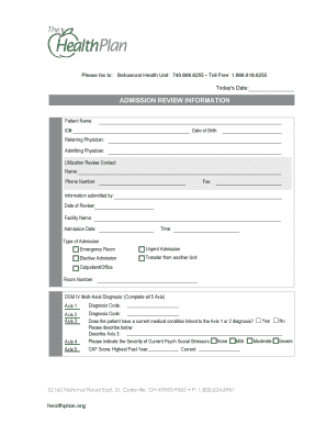 Behavioral Health Admission Review Form