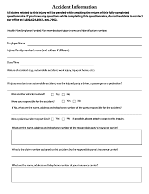 Accident Information Questionnaire