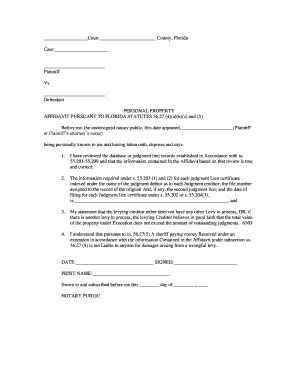 Florida Personal Property Affidavit