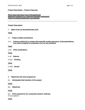 DFG Research Project Proposal Form 54.012