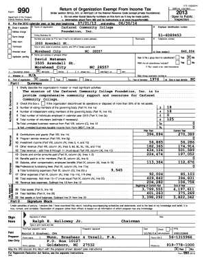 Form 990 2013 Tax Exempt Organization Return