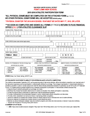 2015-2016 Athletic Participation Form