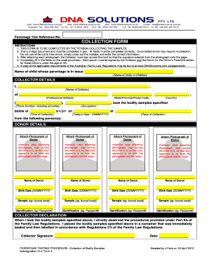 Parentage Test Collection Form