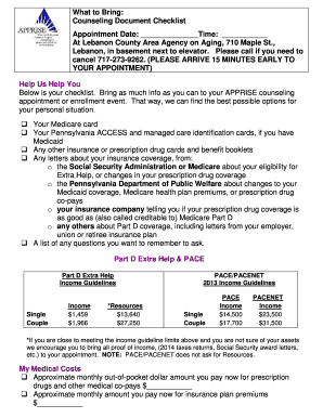 Counseling Document Checklist