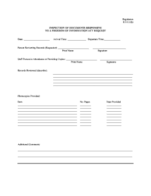 Freedom of Information Act Document Inspection Form