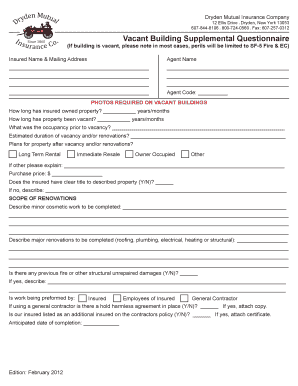 Vacant Building Supplemental Questionnaire