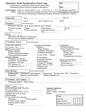 Operation Smile Perioperative Events Log