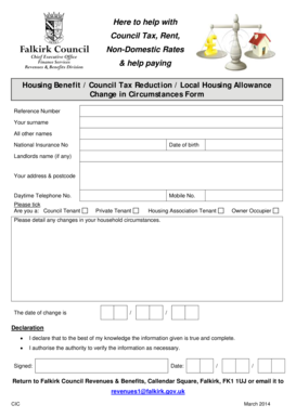 UK Housing Benefit Change in Circumstances Form