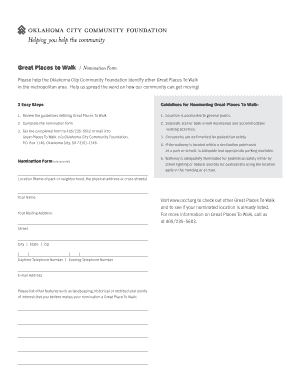 Great Places to Walk Nomination Form