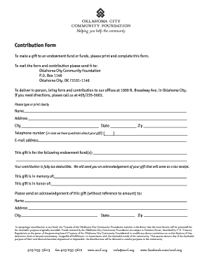 Oklahoma City Community Foundation Contribution Form
