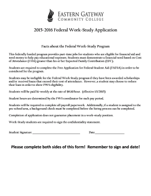 2015-2016 Federal Work-Study Application