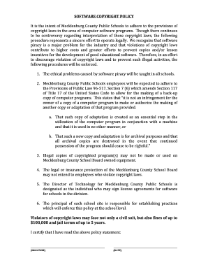 Mecklenburg County Software Copyright Policy