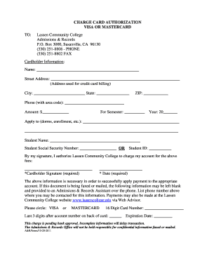 Charge Card Authorization Form
