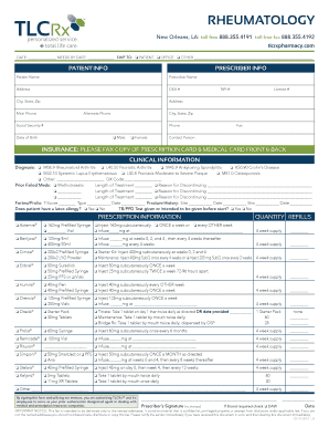 Rheumatology Prescription Form