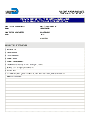 Building Electrical Recertification Inspection Form