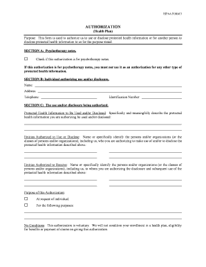 HIPAA Authorization Form 3