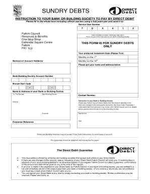 Falkirk Council Sundry Debts Direct Debit Form