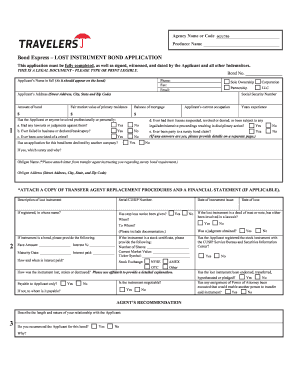 Lost Instrument Bond Application