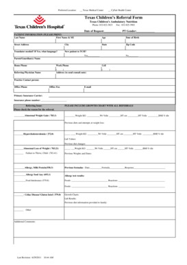 Texas Children's Referral Form