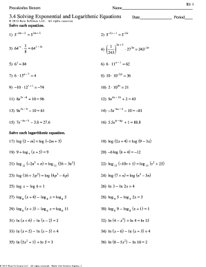 Precalculus Honors Worksheet