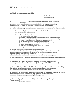 Affidavit of Domestic Partnership