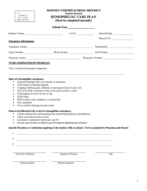 Hemophiliac Care Plan