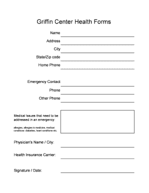 Griffin Center Health Form