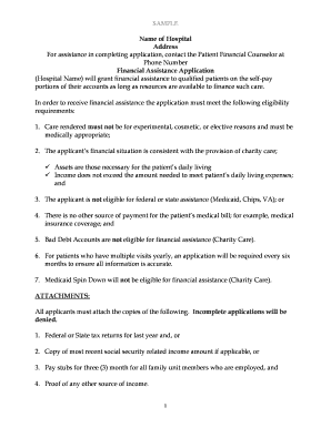 Hospital Financial Assistance Application