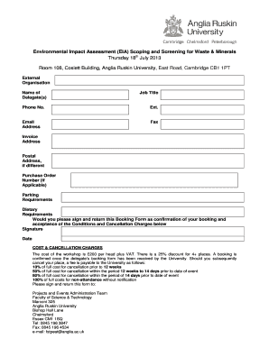 Event booking form template word - EnvImp Booking form Template