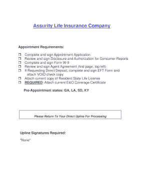 Assurity Life Insurance Agent Appointment Application