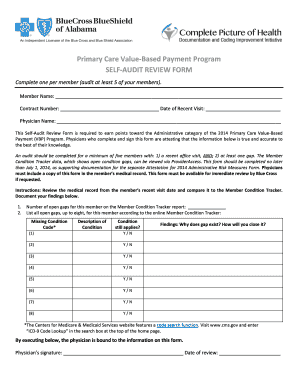 Primary Care Value-Based Payment Program Self-Audit Review Form