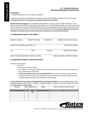 2014-2015 Independent Verification Form