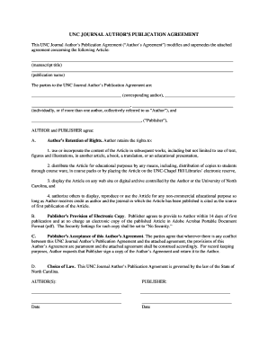 UNC Journal Author’s Publication Agreement