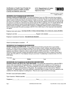 Certification of Health Care Provider for FMLA