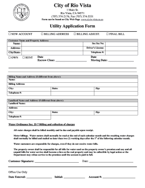 Utility Application Form