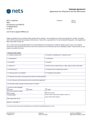 Netaxept Agreement Agreement for ePayment Service Merchants