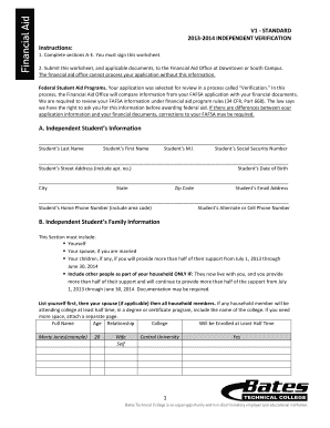 2013-2014 Independent Verification Form