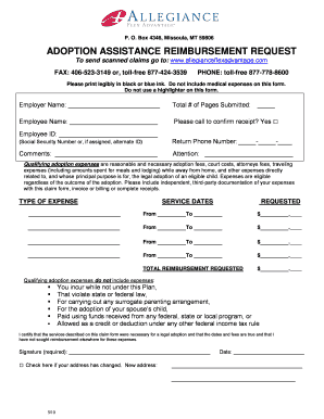 Adoption Assistance Reimbursement Request Form