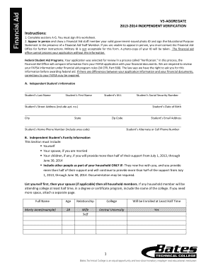 2013-2014 Independent Verification Form