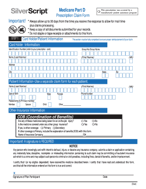 Medicare Part D Prescription Claim Form