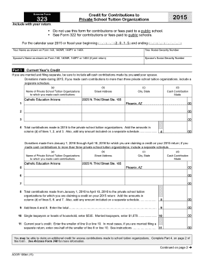 Arizona Form 323 Credit for Contributions to Private School Tuition Organizations 2015
