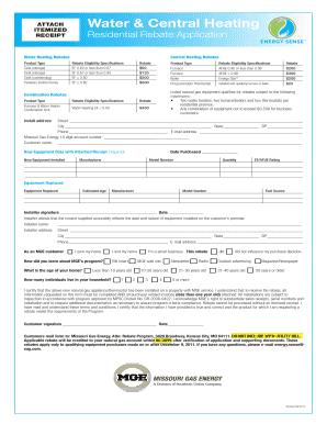 Water & Central Heating Rebate Application