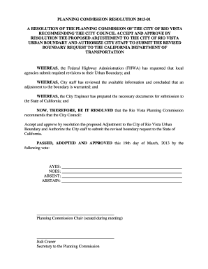 PLANNING COMMISSION RESOLUTION 2013-01 A RESOLUTION OF THE